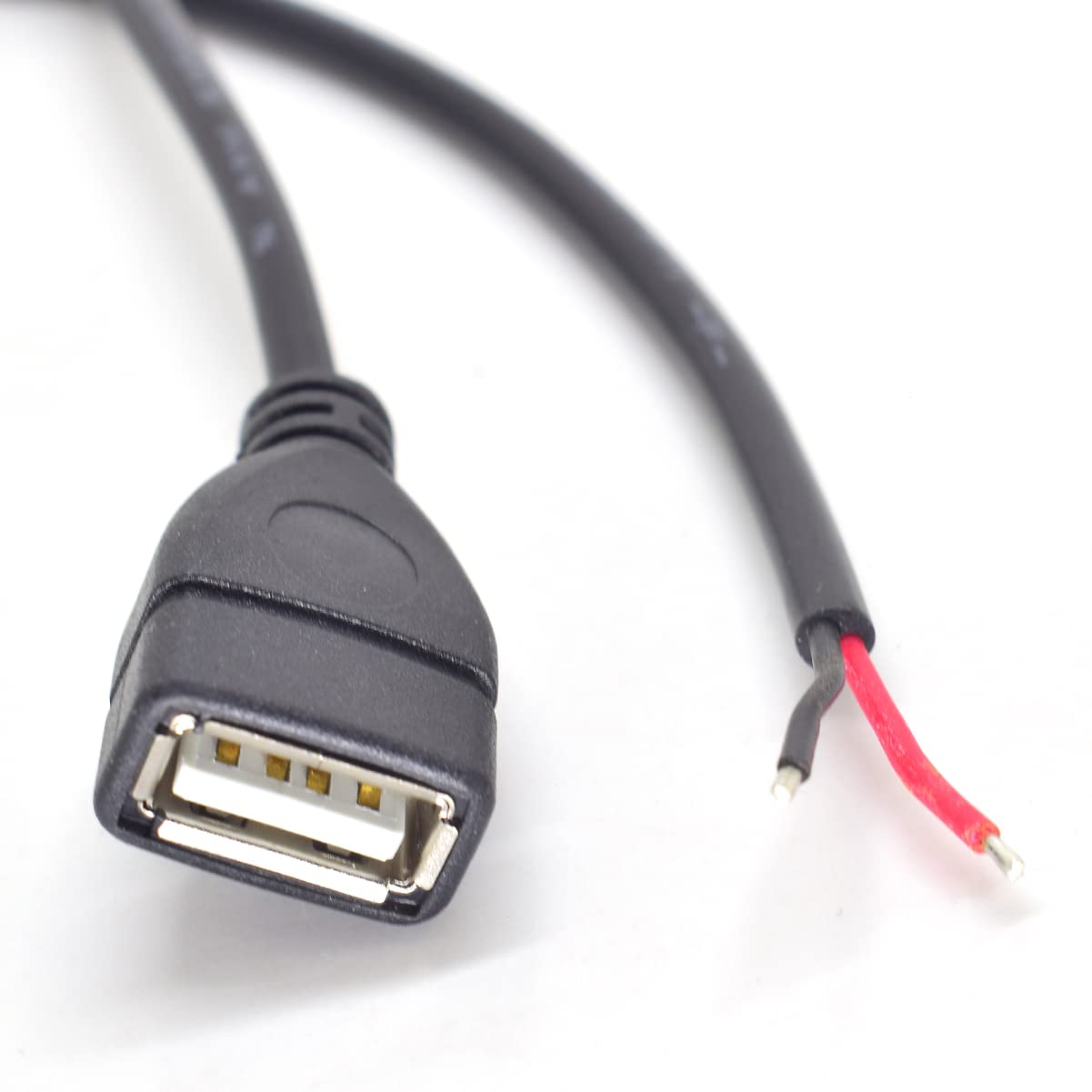 Elnone 2Pcs Usb Pigtail Cable 3.3Ft(1M) Usb 2.0 Female Jack To Open End 2 Wires 20Awg 5V 5A Black Usb Power Cable Diy With 2 Pos