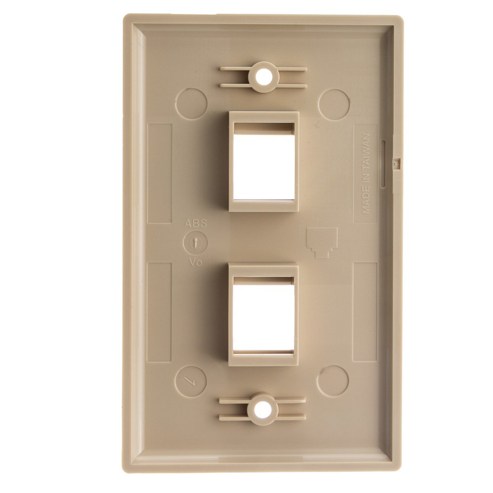 Keystone Wall Plate 2 Port, Beige (Cat5E, Cat6, Coax (Video), Aux (Cat6 For Data, Ip Phone, Pots Or Other), Single Gang, Cablewh