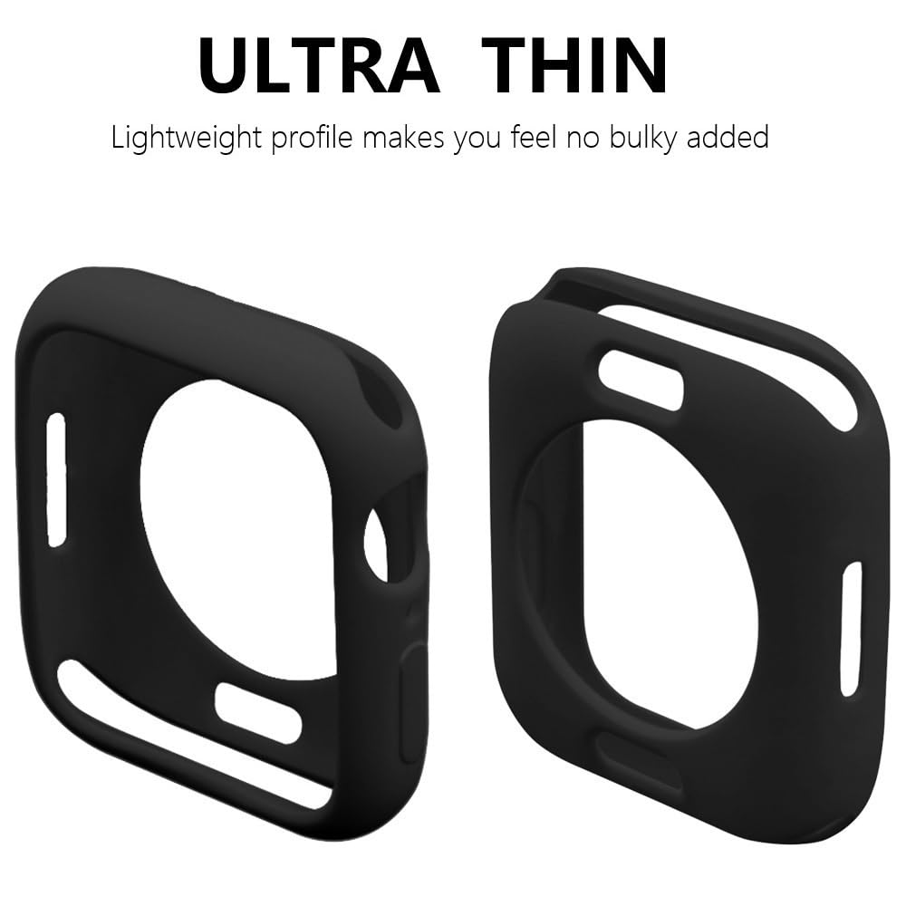 Hontao Ultra Thin Soft Tpu Bumper Case Compatible For Iwatch Apple Watch Series 9/8/7, 45Mm Black