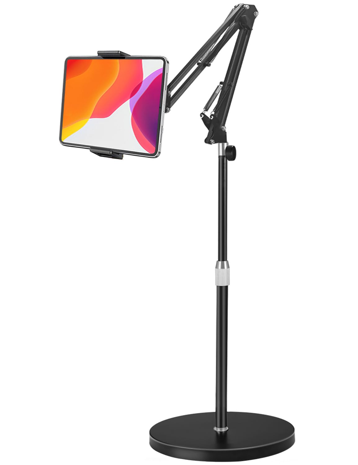 Tablet Floor Stand, Overhead Bed Phone Stand Angle/Height Adjustable &12 Lb Super Stable Base, E Books Stand Compatible With Iph