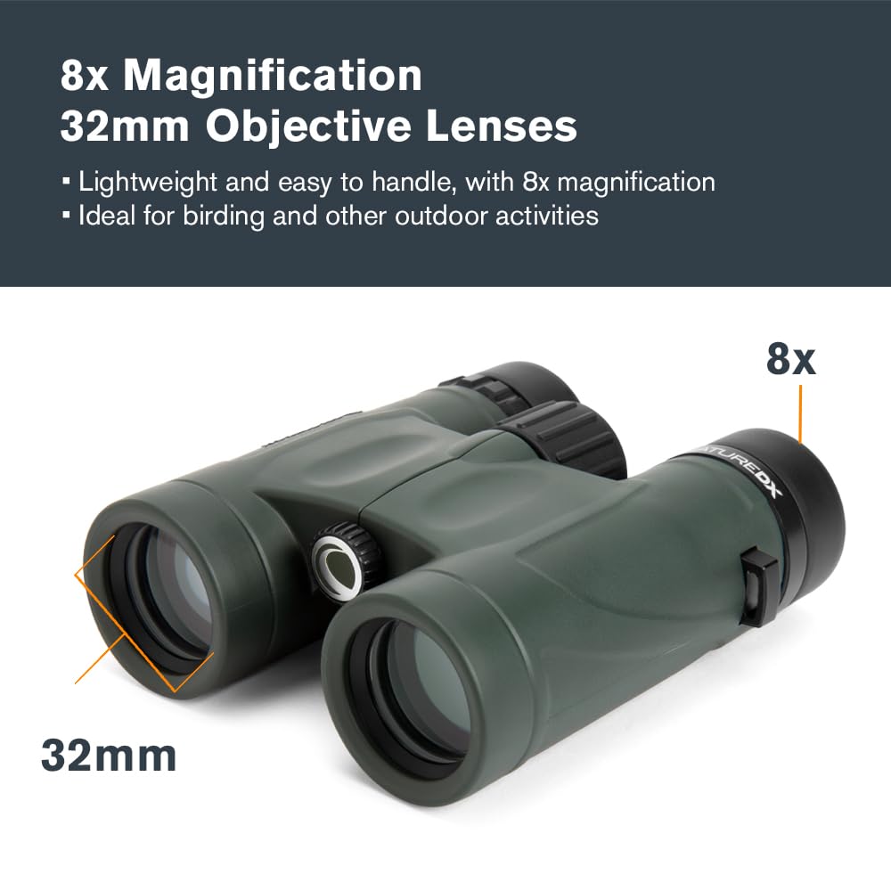 Celestron - Nature Dx 8X32 Binoculars - Ideal For Birding And Outdoors - 32Mm Objective Lenses - Wide 7.4 Field Of View - Bak-4