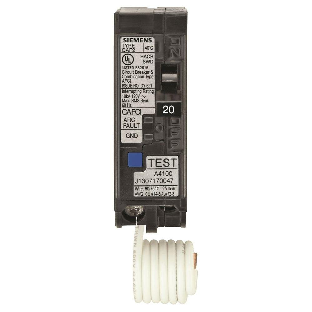Siemens Qa120Afcp 20 Amp Single Pole 120 Volt Plug On Combination Afci Breaker