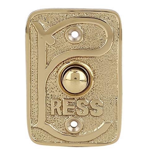 Wired Brass Doorbell Chime Push Button In Polished Lacquered Finish Vintage Decorative Door Bell With Easy Installation, 2 3/4''