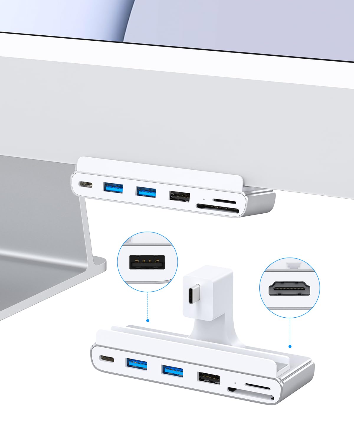 Gewokliy 8 In 1 Imac Usb Adapter With Hdmi 4K@60Hz, Usb 3.0 5Gbps, Sd/Tf Card Reader,Usb C Dock For Imac 24 Inch, Imac Hub For 2