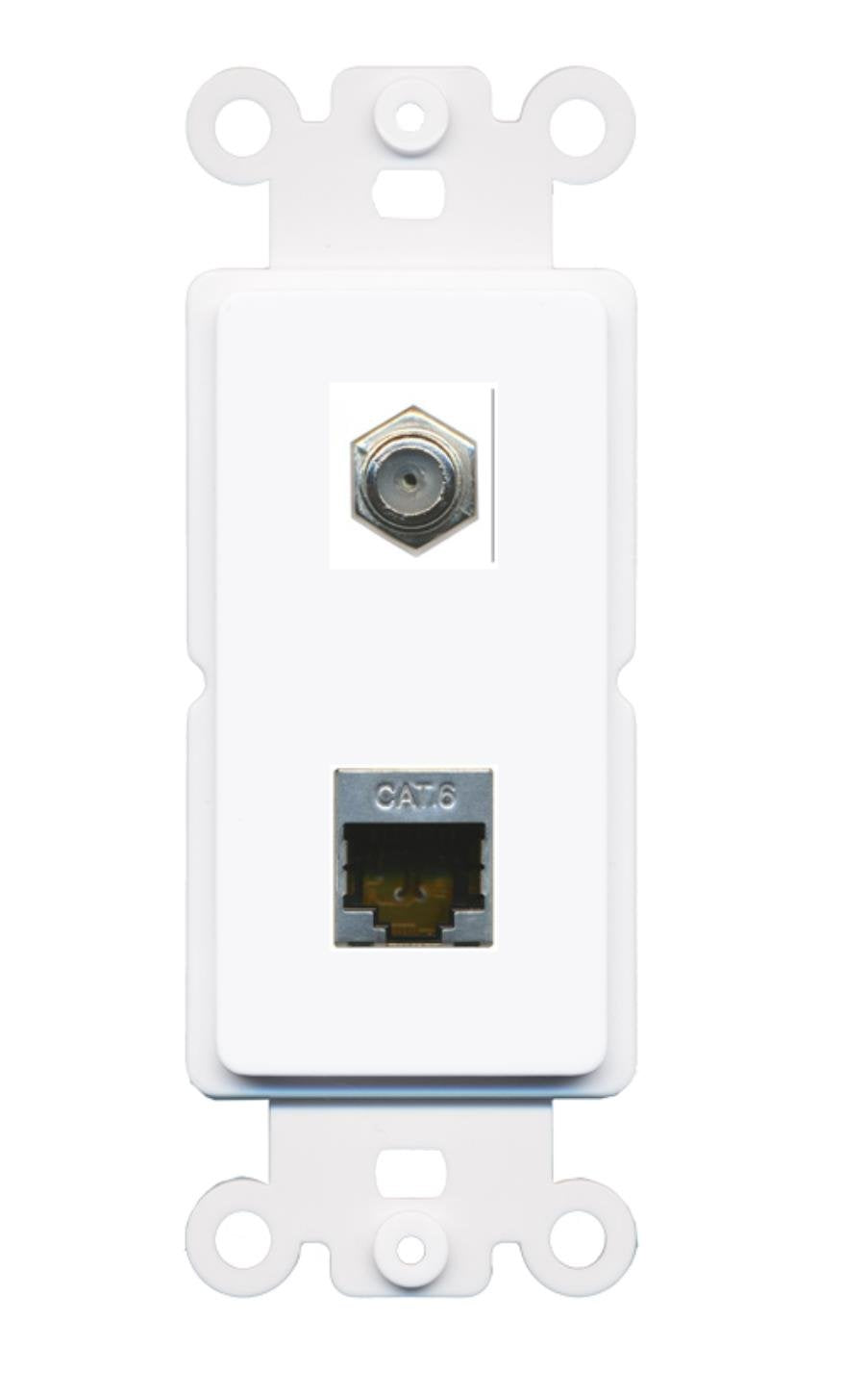 Riteav   Coax Cat6 Shielded Port Wall Plate Decorative (Rocker) White