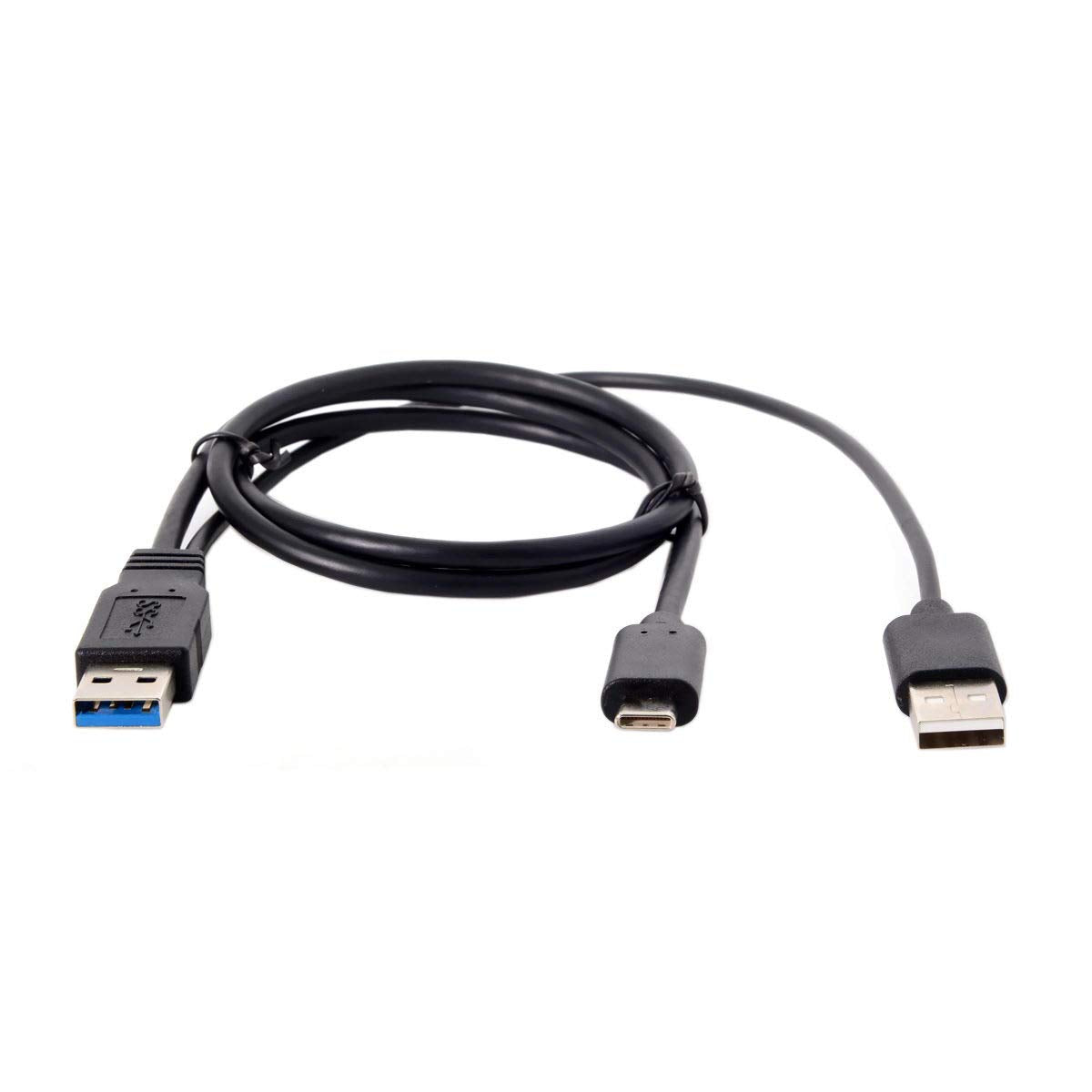 Cablecc Type-C Usb-C To Usb 3.0 Male & Usb 2.0 Dual Power Data Y Cable For Laptop & Hard Disk