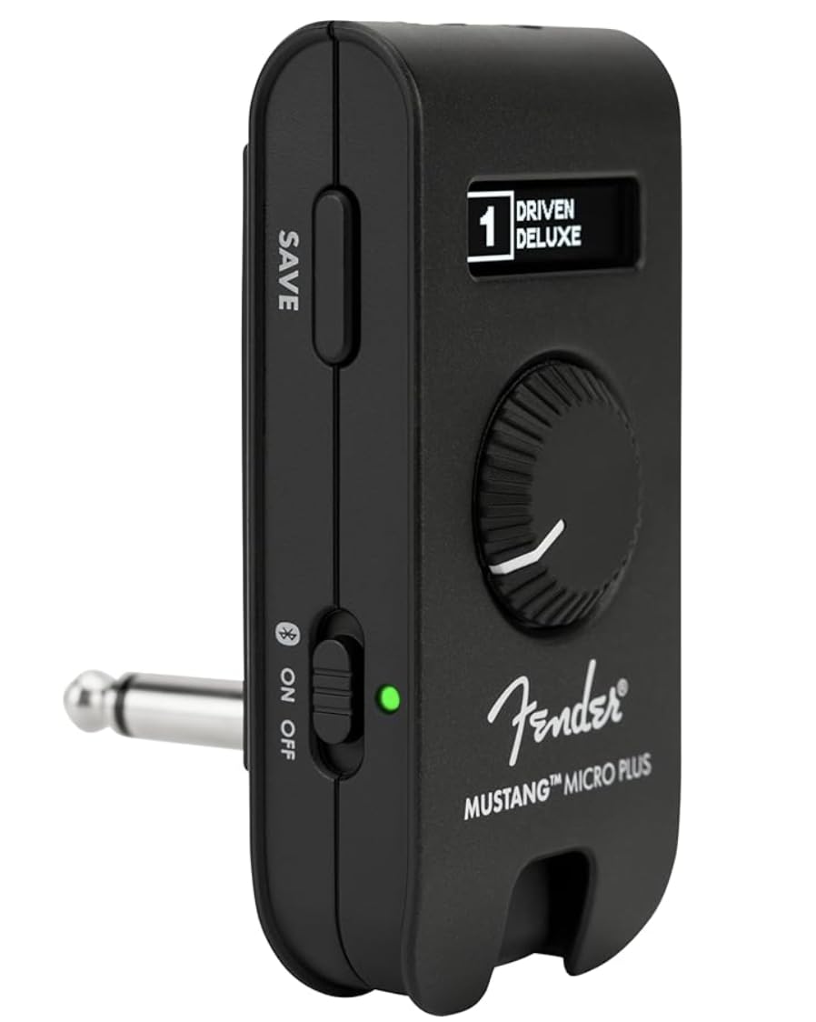 Fender Mustang Micro Plus Headphone Amplifier With Rechargeable Battery, Bluetooth Audio Streaming And 50 Amp And Effects Models