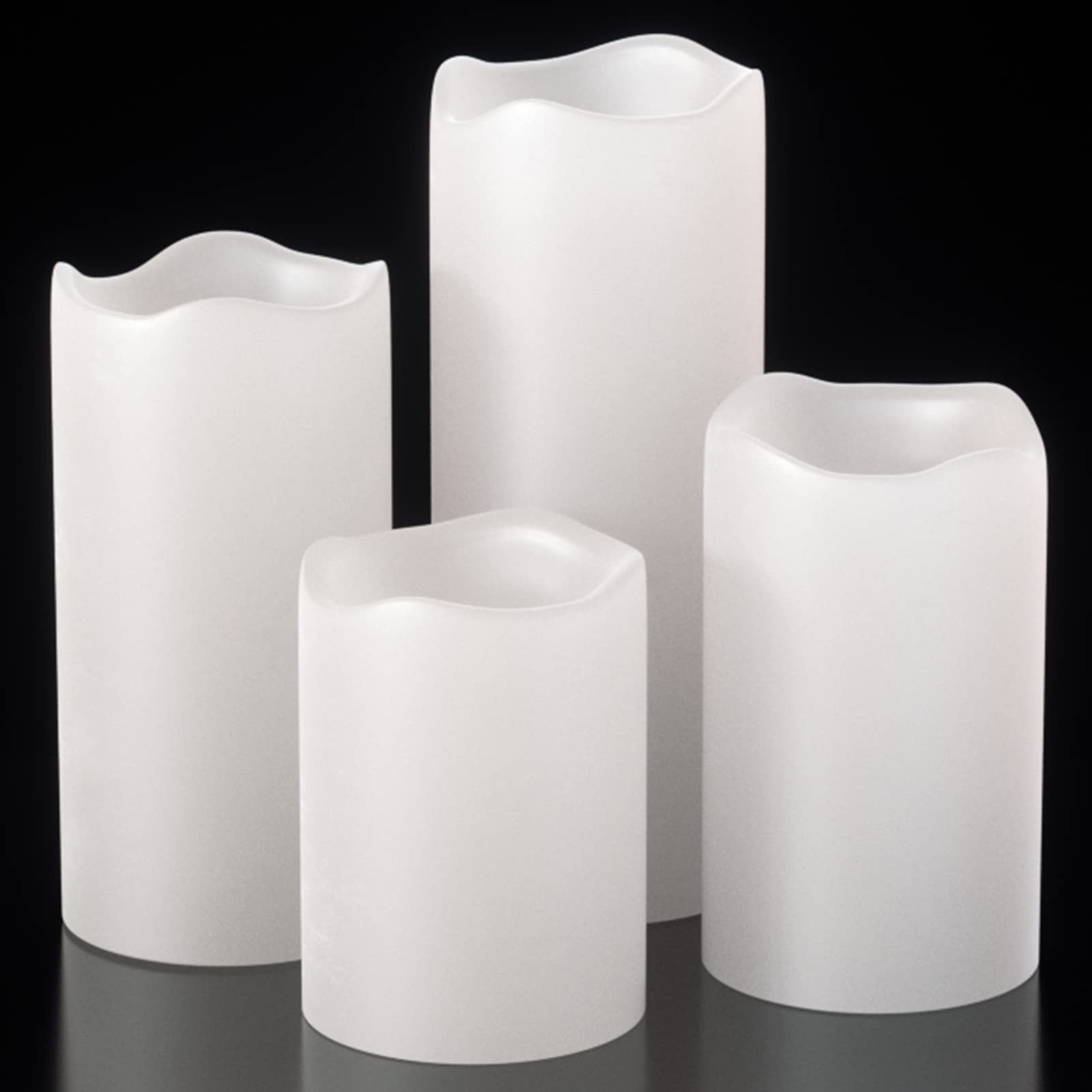 DRomance Outdoor Flameless Flickering Candles with 6 Hour Timer, 3 AAA Batteries Operated Waterproof LED White Plastic Pillar Ca