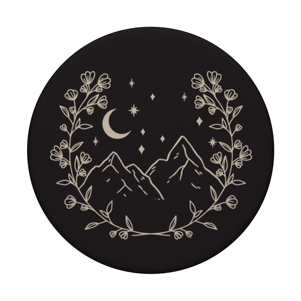 Cream   Boho Floral Moon Mountain Popsockets Standard Popgrip