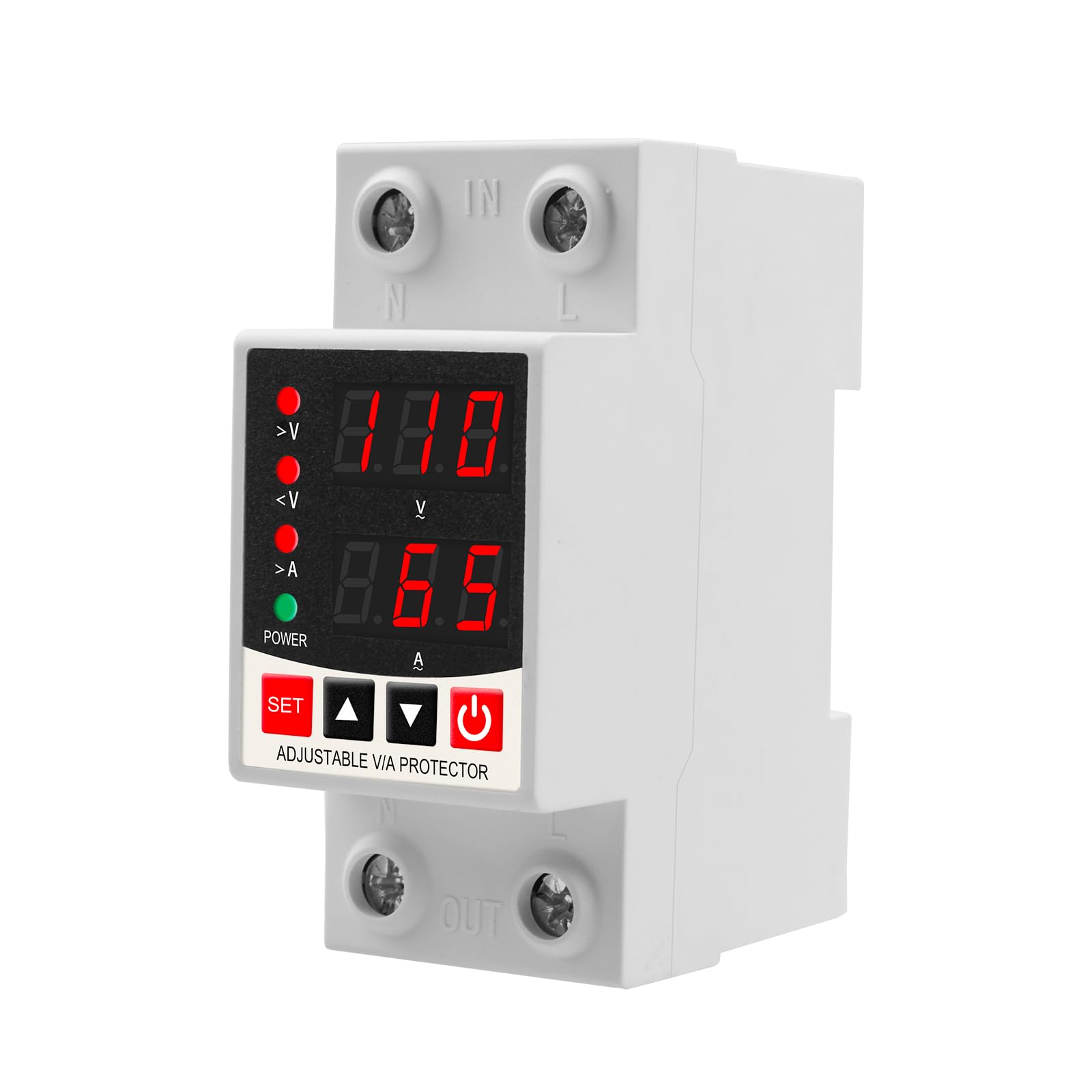 Oelffow Adjustable V/A Protector Over/Under Voltage & Overcurrent Protection Intelligent Relay Reset Protector Voltage Output St