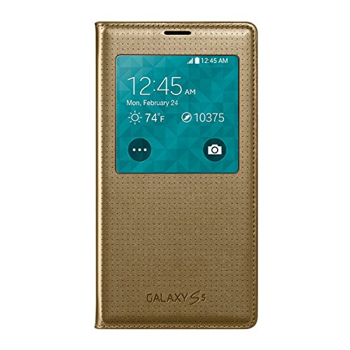 Samsung Galaxy S5 S View Flip Cover Case - Retail Packaging - Copper Gold