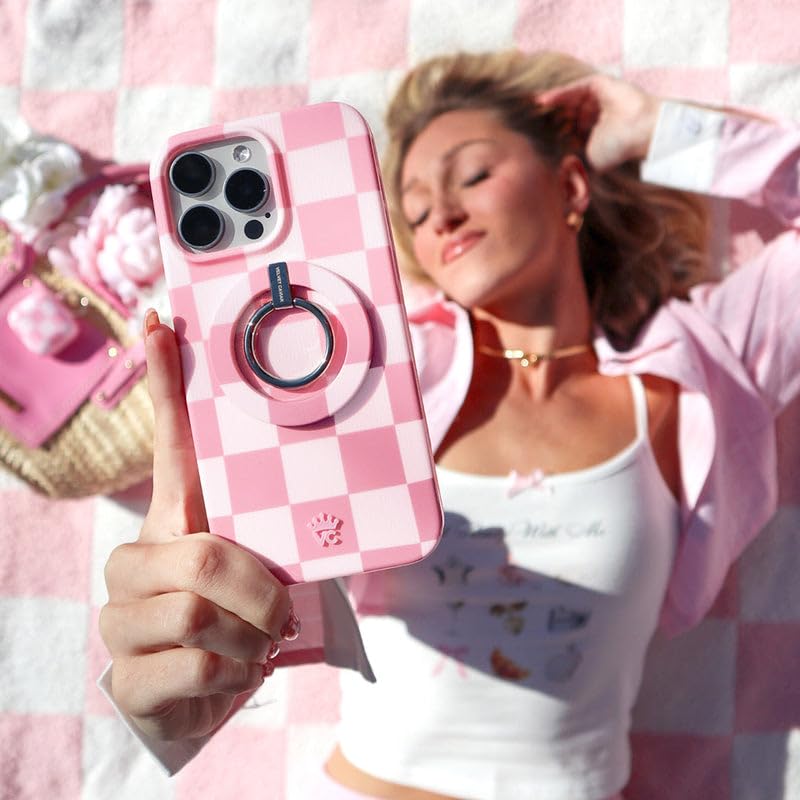 Velvet Caviar For Iphone 16 Plus Case Pink Checkered For Women   Compatible With Magsafe [8Ft Drop Tested]