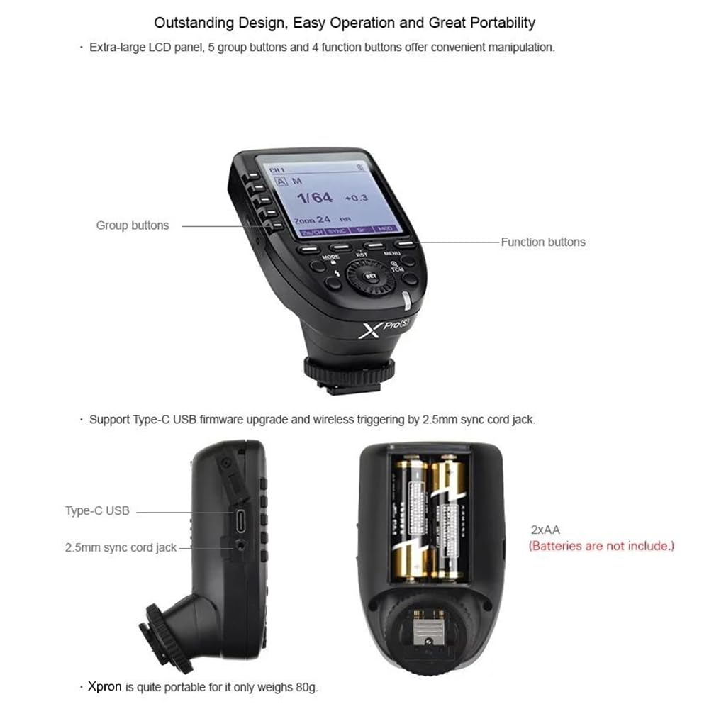 Godox Xpro Ttl Wireless Trigger,1/8000S High Speed Sync,5 Dedicated Group Bottons And 11 Customizable Functions (Xpro N Compatib