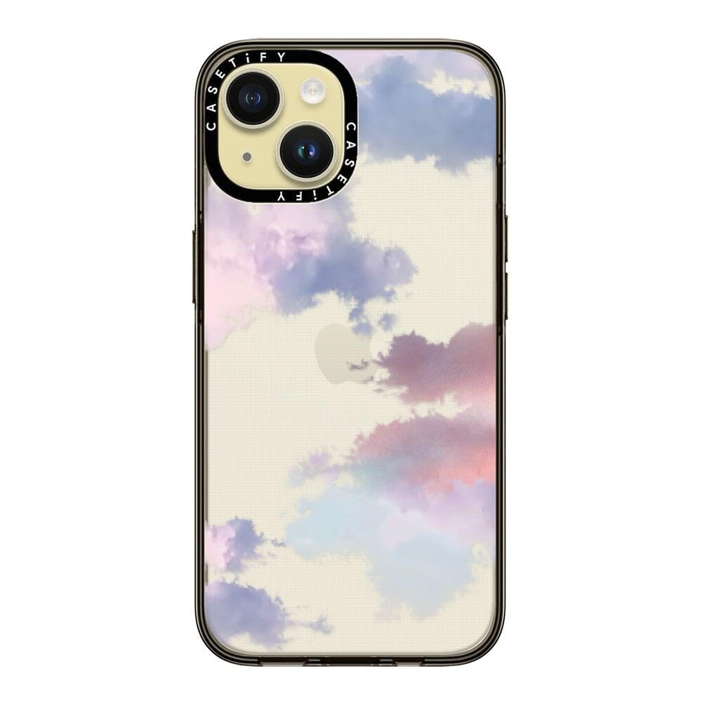 Casetify Compact Case For Iphone 15 [2X Military Grade Drop Tested / 4Ft Drop Protection]   Clouds   Clear Black