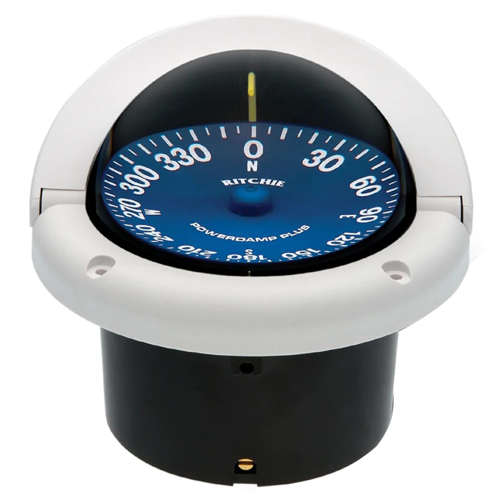 Ritchie Navigation Ss 1002W Supersport Flush Mount Compass, White With Blue Dial, 3 3/4 Inch, Model:3003.2278