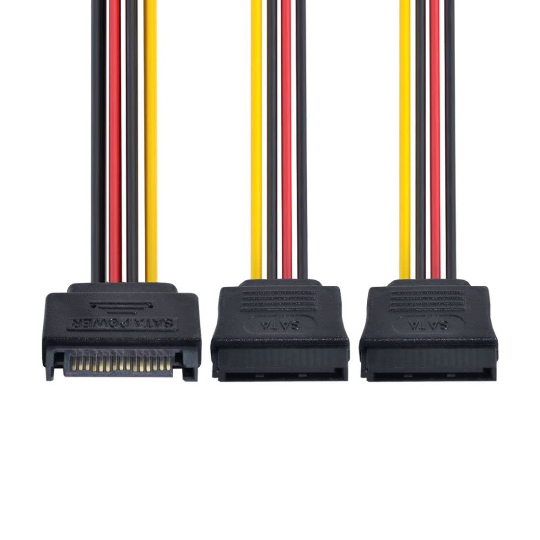 chenyang SATA II Power Splitter Cable 15Pin Male to 2 Female for SSD HDD 5V 12V Copper 20cm