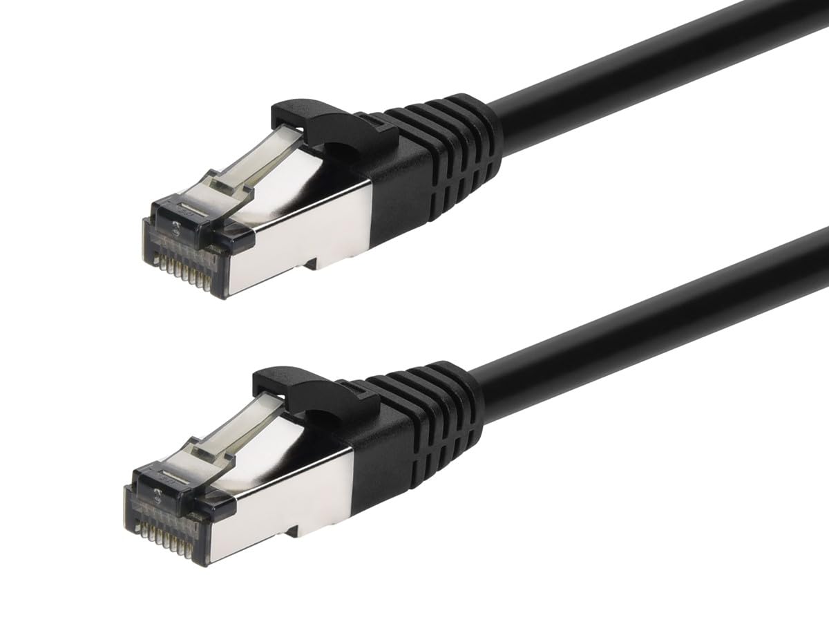 Monoprice Cat8 1Ft Black Patch Cable Double Shielded (S/Ftp) 28Awg 2Ghz 40G Pure