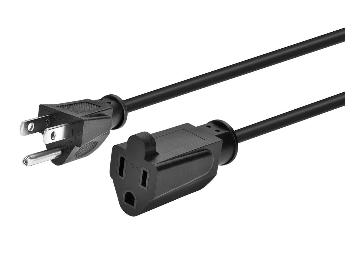 Monoprice 25Ft 16Awg Power Extension Cord Cable   Sjt 16/3C Nema 5 15P To Nema 5 15R (13A/125V) Ap301+Sp506   Black