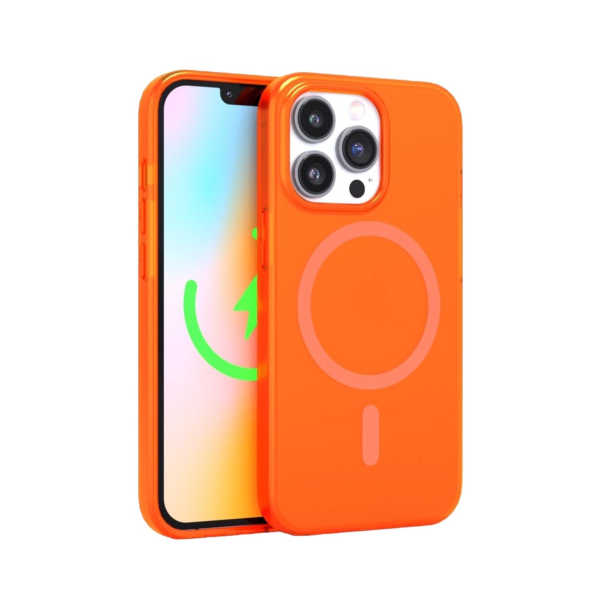 Felony Case   Iphone 12 Pro Max Case   Stylish Neon Orange Crystal Clear Phone Cover, Compatible With Magsafe   360       Shockp