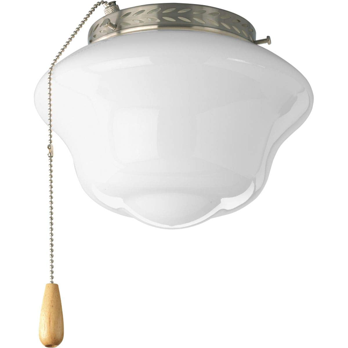 Progress Lighting P2644-09WB AirPro Collection Universal Opal Glass Ceiling Fan Light, 1-Light, Brushed Nickel