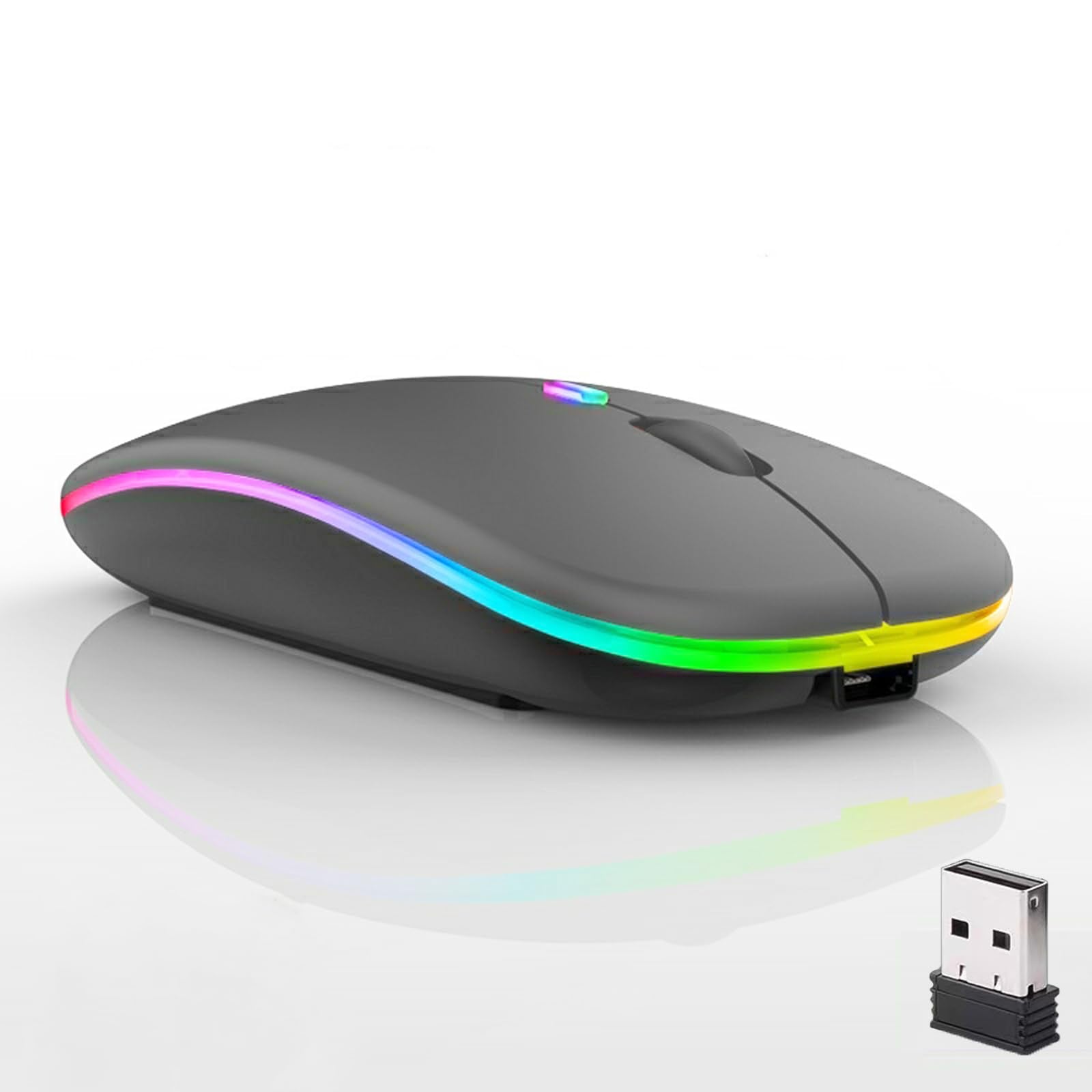 Guiheng 10 Pack Wireless Bluetooth Mouse,Led Dual Mode Rechargeable Silent Slim Laptop Mouse,Portable(Bt5.2+Usb Receiver) Dual M