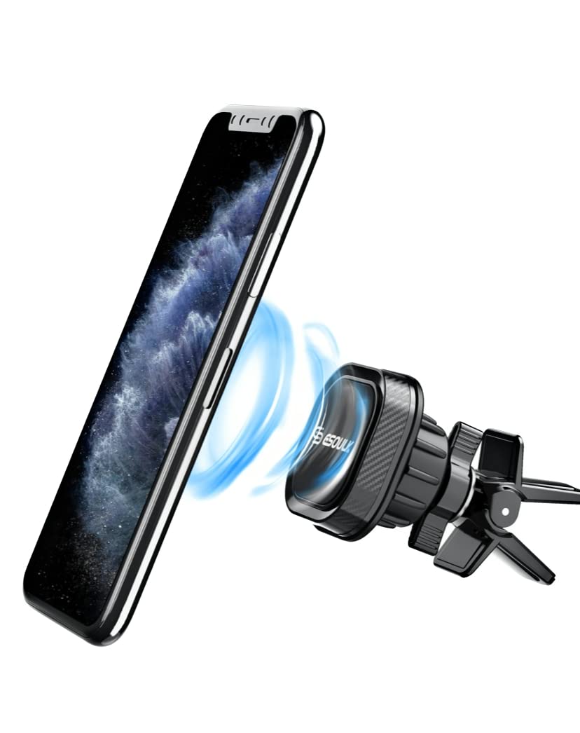 Esoulk Magnetic Phone Mount For Car Air Vent, Universal Cell Phone Holder For Car, Hands Free Car Mount, Strong Magnet Hold, Com