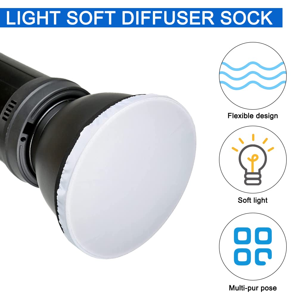 4 Pieces Light Diffuser Sock Findtop Lamp Socks Cover Cloth Soft White Diffuser Lamp Cover For Ring Light Flash Light (7 Inch/18