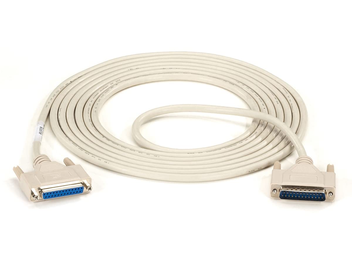 Black Box Serial/Parallel Extension Cable - DB-25 (M) to DB-25 (F) - 15 ft - Molded, thumbscrews