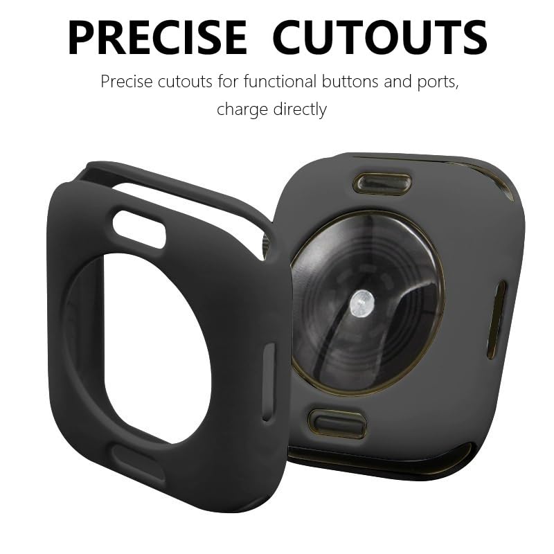 Hontao Ultra Thin Soft Tpu Bumper Case Compatible For Iwatch Apple Watch Series 9/8/7, 45Mm Black