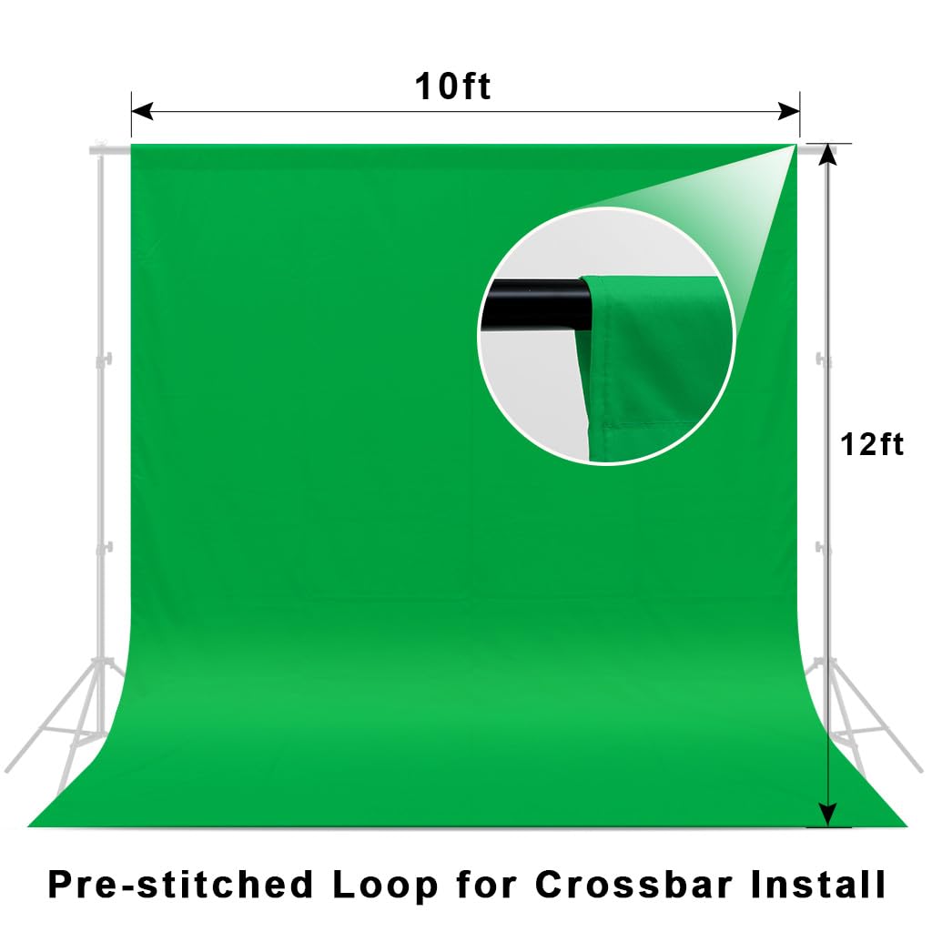 10X12Ft Green Screen Backdrop For Photography, Lcuirc Chromakey Polyester Collapsible Greenscreen Background For Streaming, Phot