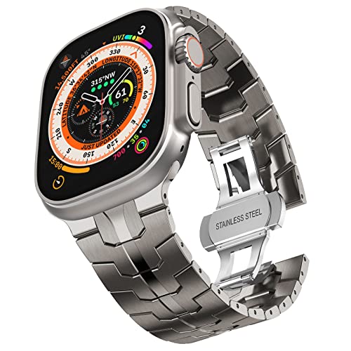 Chanchy Stainless Steel Band For Apple Watch Ultra 2 Band 49Mm 45Mm 44Mm 42Mm, Metal Strap With Folding Clasp For Apple Watch Se