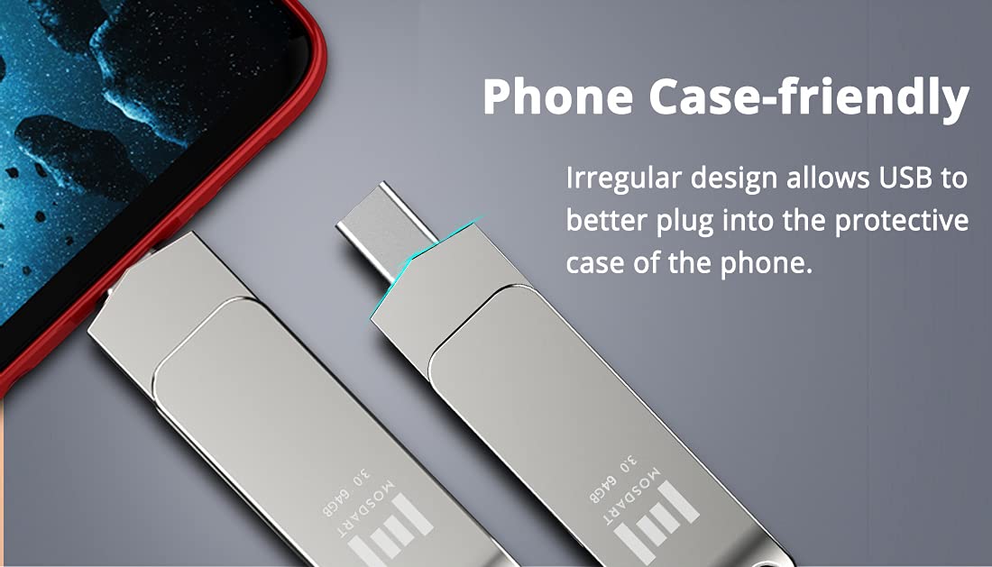Mosdart 2Pack 64Gb Fast Usb C Flash Drive 2 In 1 Otg Usb C To Usb A 3.1 Dual Thumb Drive Metal Memory Stick For Usb C Android Ph
