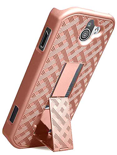 Nakedcellphone Case Compatible With Kyocera Duraforce Pro 2 Phone, [Rose Gold Pink] Slim Ribbed Hard Shell Cover [With Kickstand