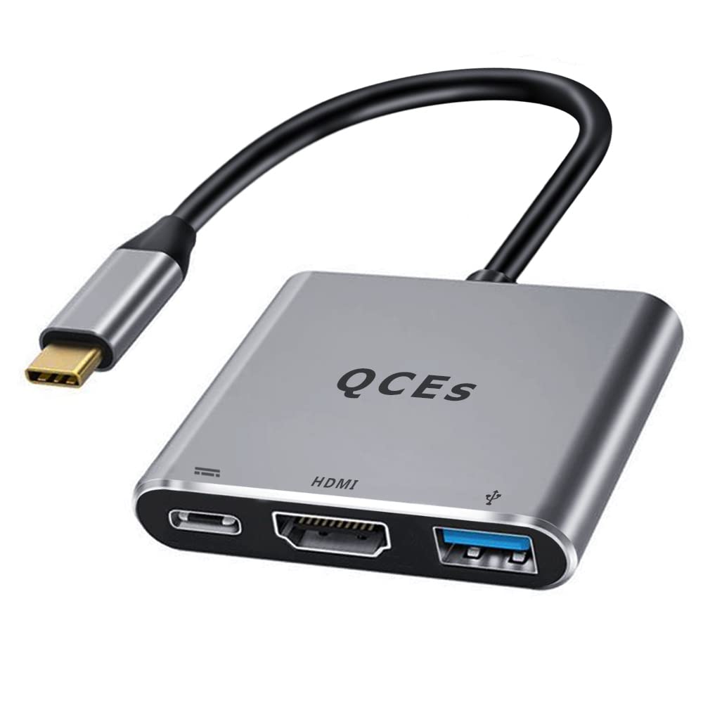 Qces Usb C To Hdmi Multiport Adapter, Usb C Digital Av Multiport Adapter, 4K Hdmi Video Output Usb 3.0 Pd Charging Converter Hub