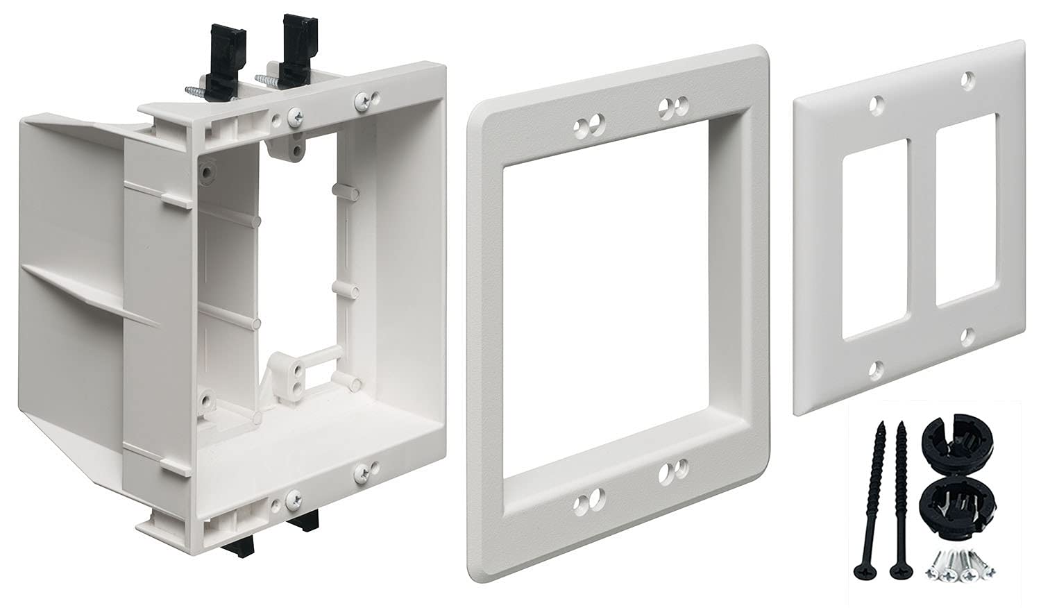 Imbaprice Tvbu505 1 Recessed Tv Box Wall Plate Kit Paintable 2 Gang, White