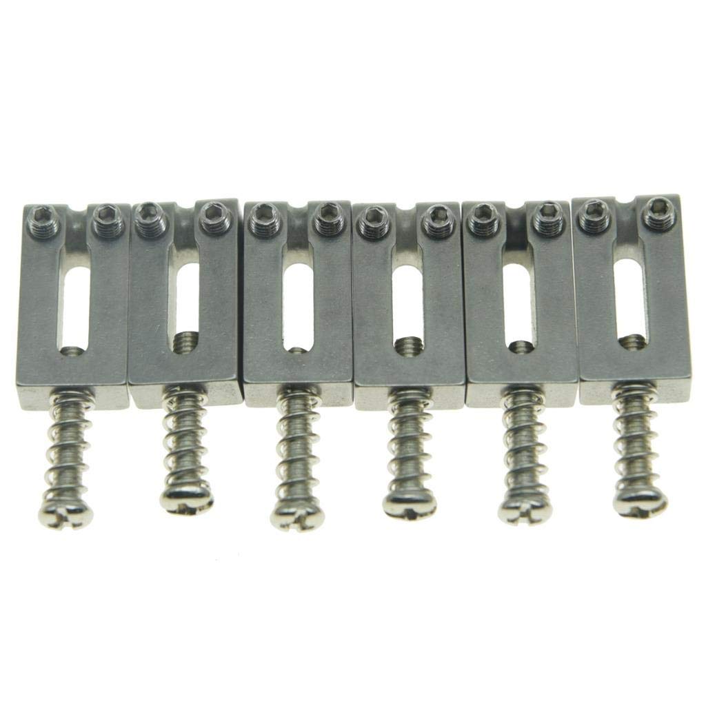 KAISH Set of 6 Stainless Steel Saddles Electric Guitar Bridge Saddle 10.5mm with Nickel Screws for Strat Tele Guitars
