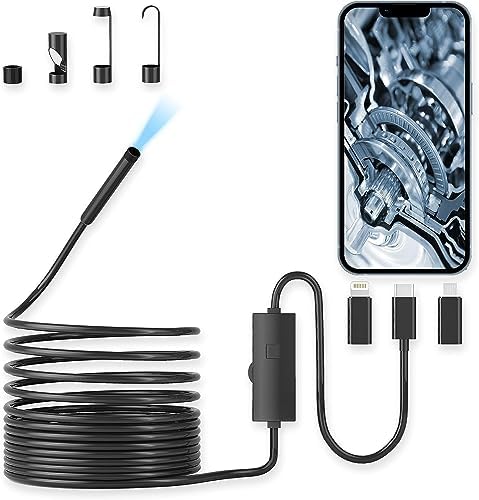 Endoscope Camera With Light, 1920P Hd Borescope Inspection Camera With 8 Adjustable Led Lights, 10Ft Semi Rigid Snake Camera, 8M