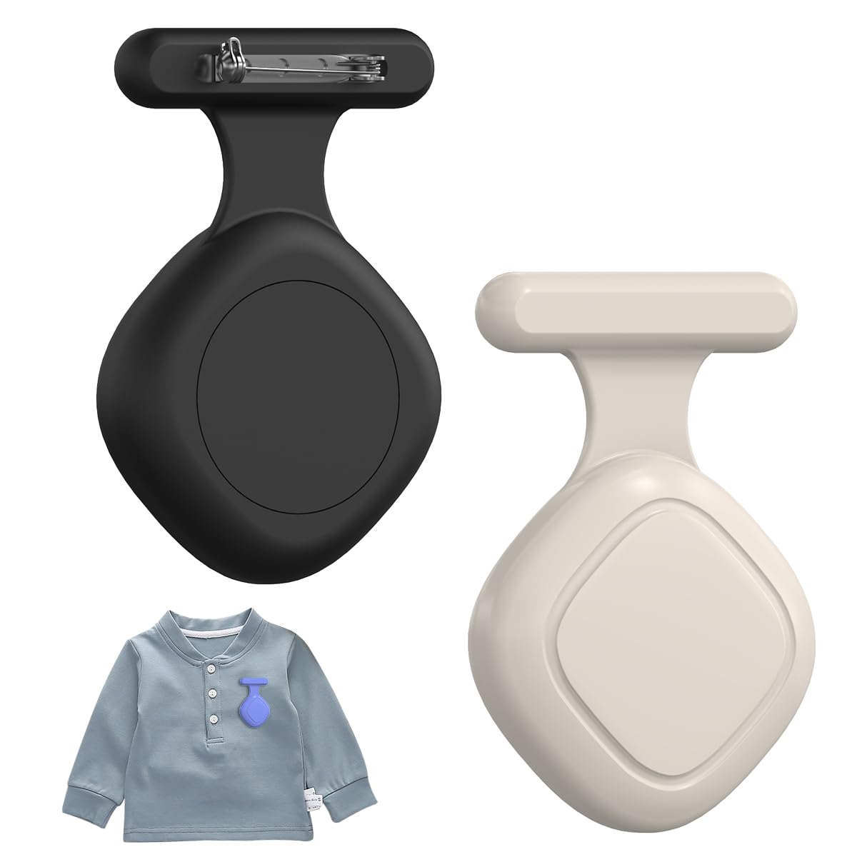 [2 Pack] Waterproof Tile Mate Holder For Kids, Soft Silicone Tile Mate Hidden Pin Holder For Kids Elder Clothing, Anti Lost Hidden Full Case Cover Compatible With Tile Mate 2022 (Black+Oatmeal)