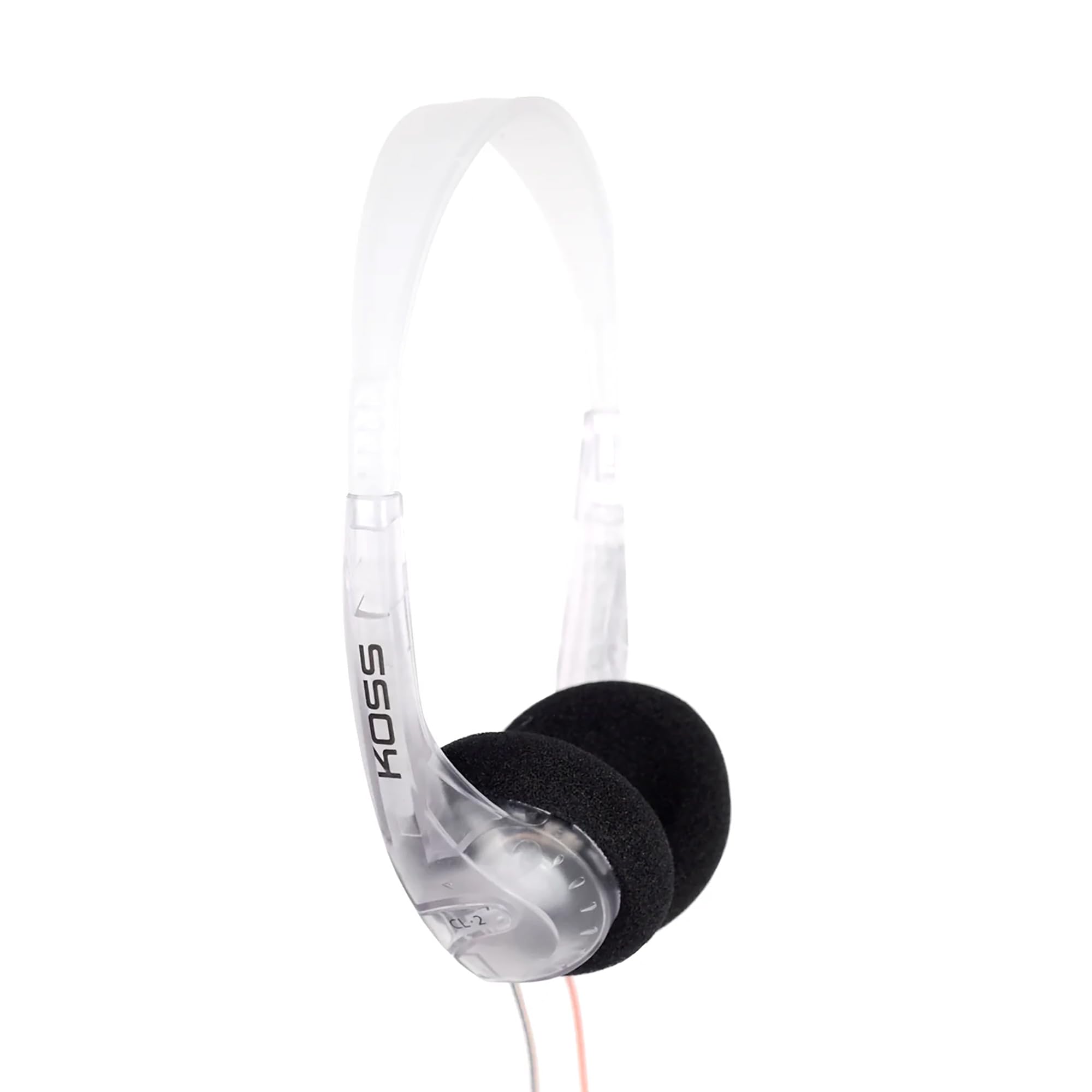 Koss CL/2 Clear Transparent On-Ear Headphone, 80s and Style, Retro Look, Lightweight, 3.5mm Jack, 6 Foot Cord