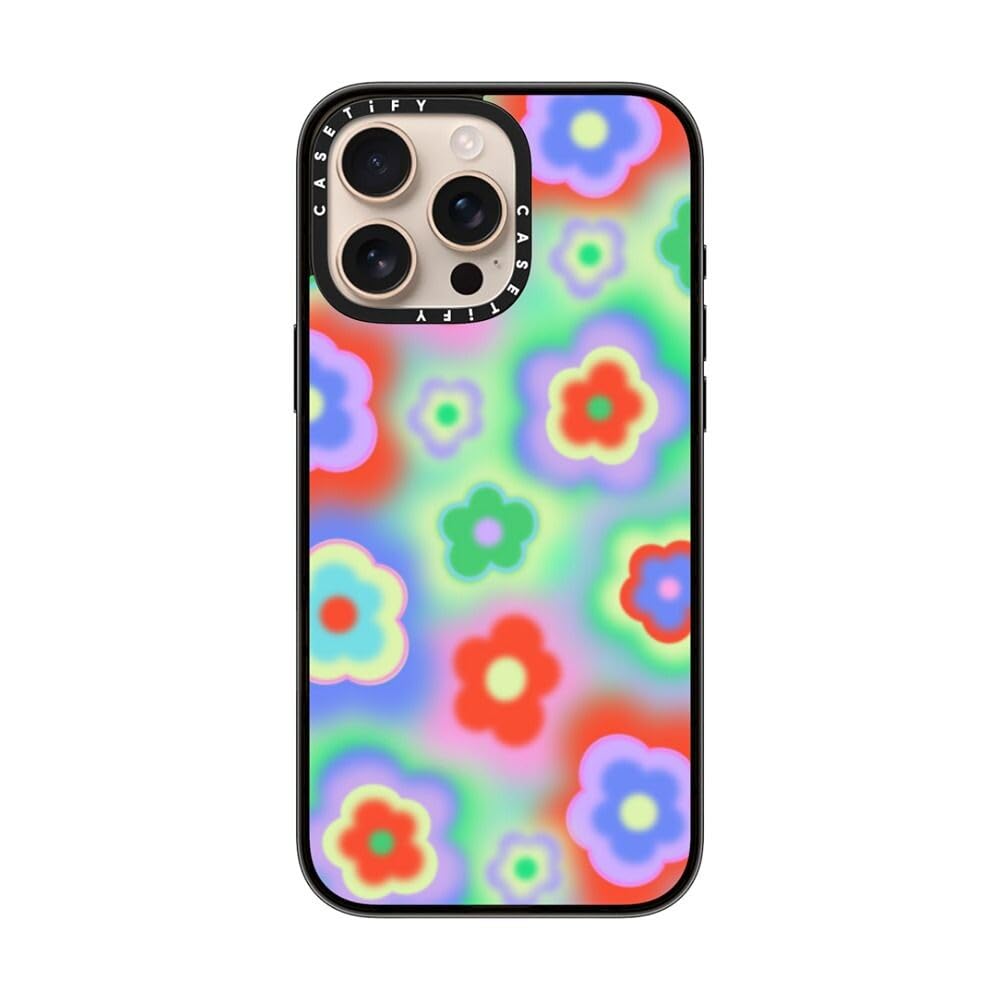 Casetify Compact Case For Iphone 16 Pro Max [Lightweight / 4 Ft. 2X Military Grade Drop Protection/Slim]   Acid Flowers   Clear