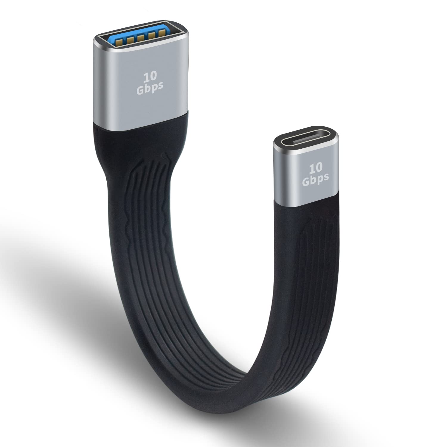 Poyiccot USB C Female to USB Female Adapter, USB 3.1 Type C to Type A Extender Cable, 10Gbps Data Transfer, Soft Flat Design, Co
