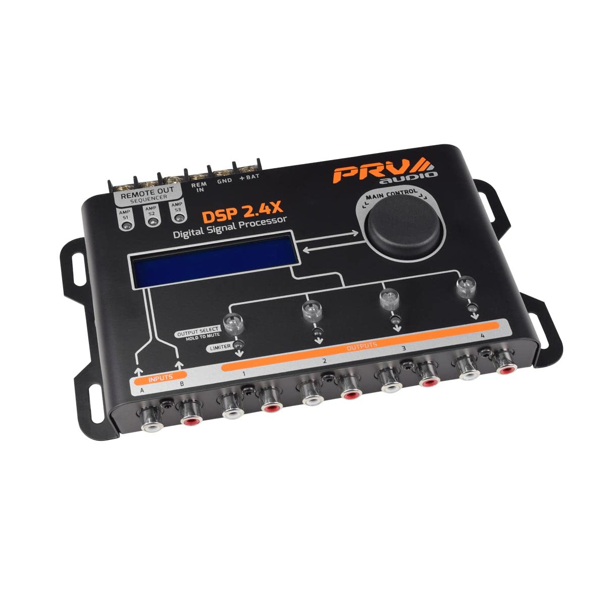 PRV AUDIO Car Audio DSP 2.4X Digital Crossover and Equalizer 4 Channel Full Digital Signal Audio Processor DSP with Sequencer Re