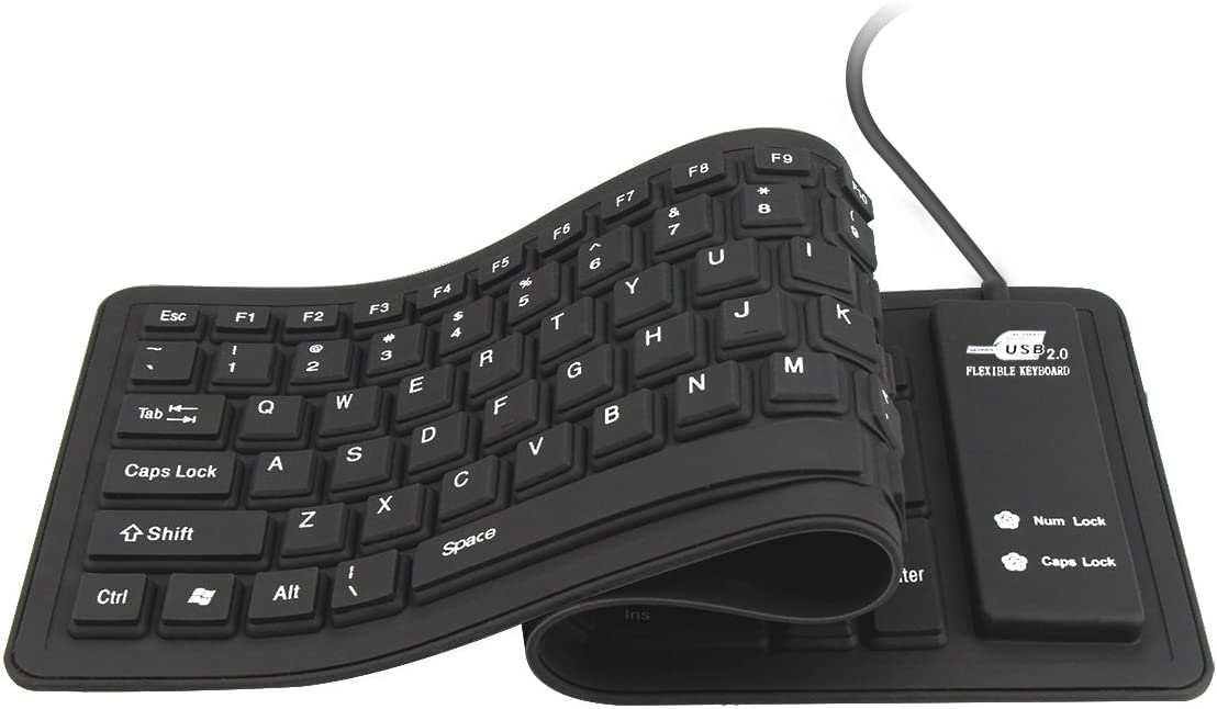 Sungwoo Foldable Silicone Keyboard Usb Wired Waterproof Rollup Keyboard For Pc Notebook Laptop (All Black)