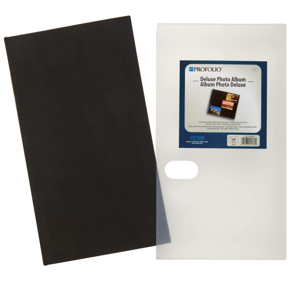 Itoya Profolio Deluxe Black Fabric 3 Up Archival Album 240 4X6 Prints Photo Album