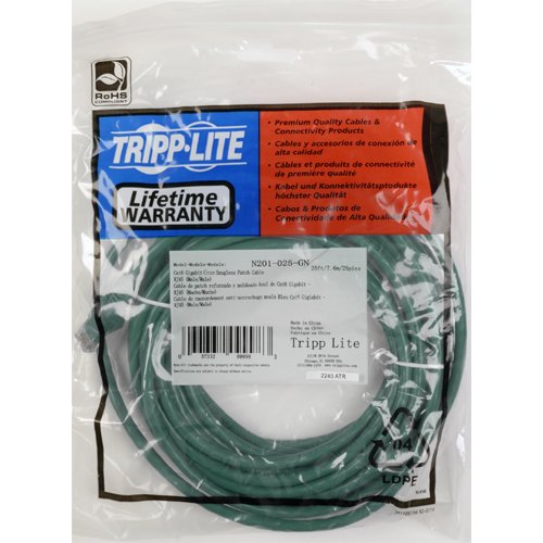 Tripp Lite Cat6 Gigabit Snagless Molded Patch Cable (Rj45 M/M)   Green, 15 Ft.(N201 015 Gn)
