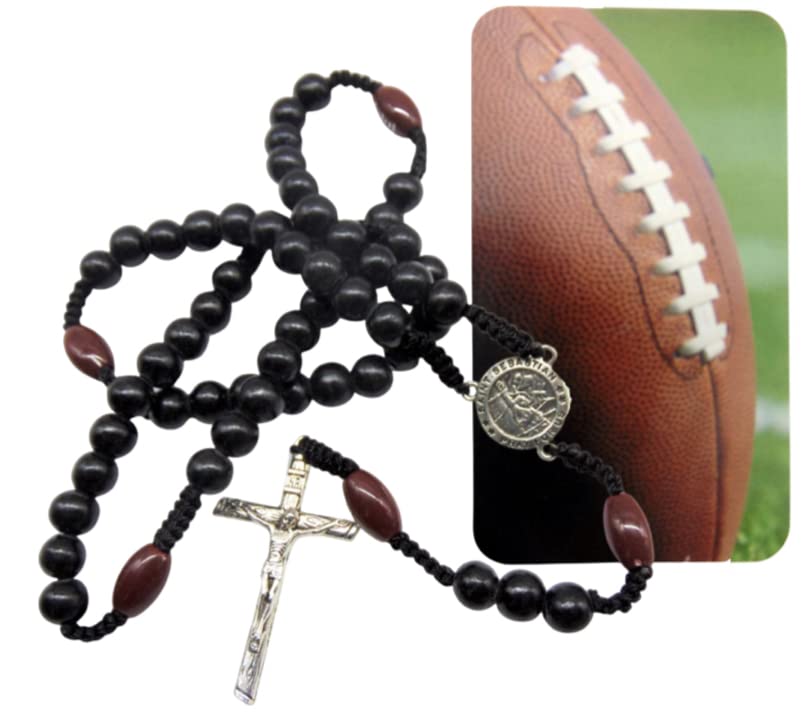 Westmon Works Football Rosary Set With Saint Sebastian Charm And Prayer Card Catholic Sports Expressions Rosaries Series