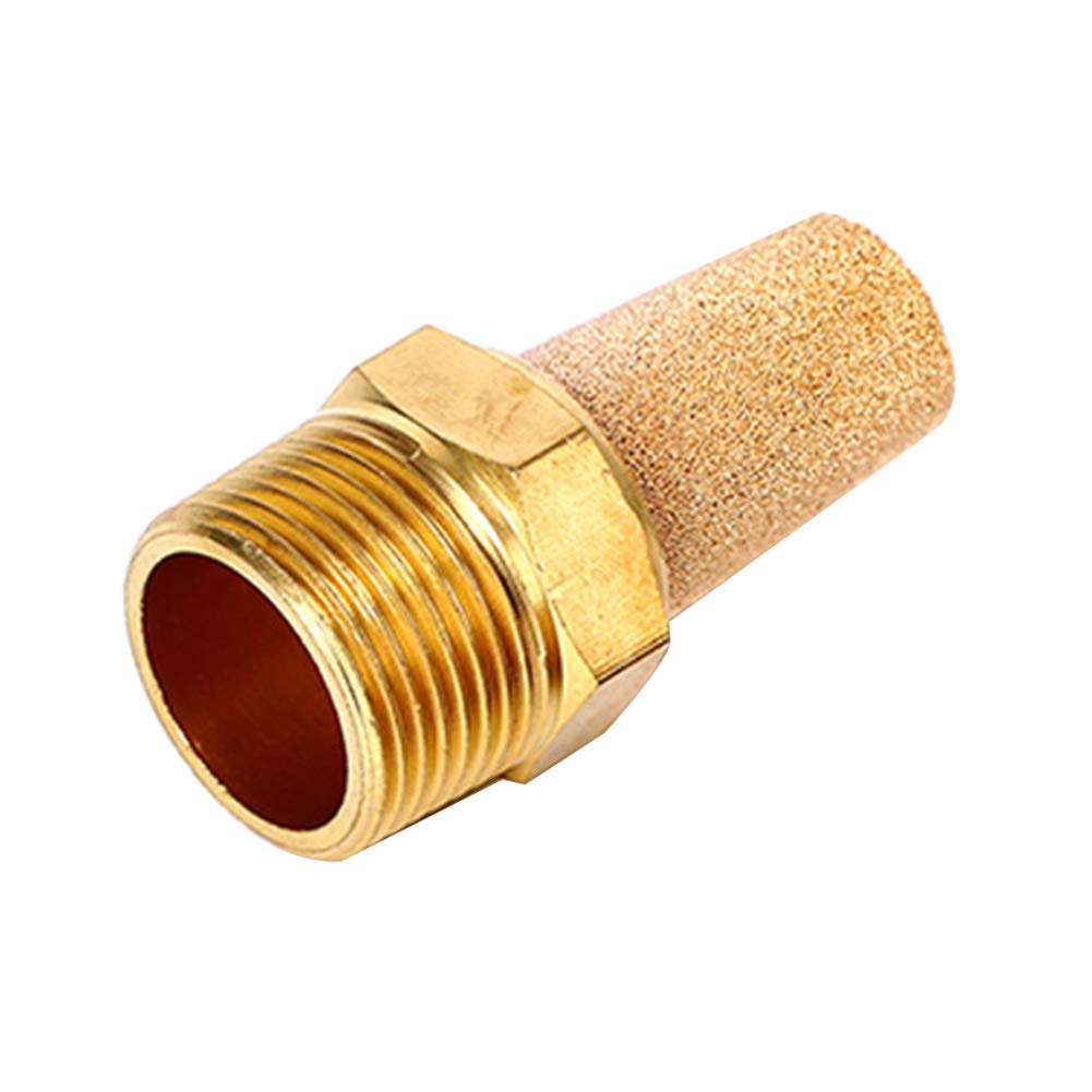 Beduan 10 Pcs Pneumatic Brass Exhaust Muffler Filter, 3/8 Male Thread Hex Sintered Silencer Air Line Fitting