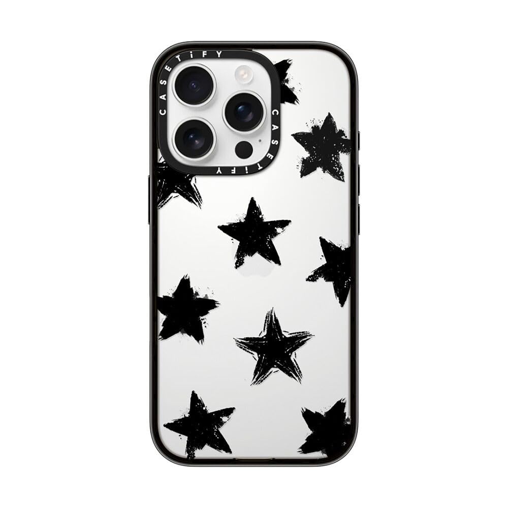 Casetify Compact Case For Iphone 16 Pro [Lightweight / 4 Ft. 2X Military Grade Drop Protection/Slim]   Star Marks   Clear Black