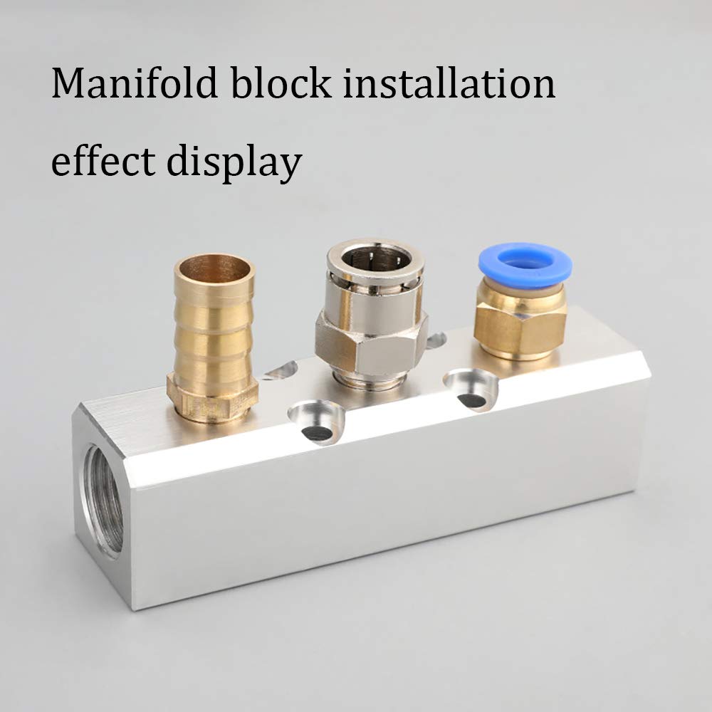 5 Way Pneumatic Manifold Air Distribution Block, G1/2 Supply Port, G1/4 Inch Output Port, Aluminum Alloy