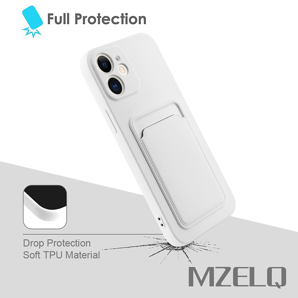 Mzelq Wallet Case For Iphone 12 (6.1 Inch), Card Holder Camera Protection Cover For Iphone 12 + Screen Protector, Soft Slim Card